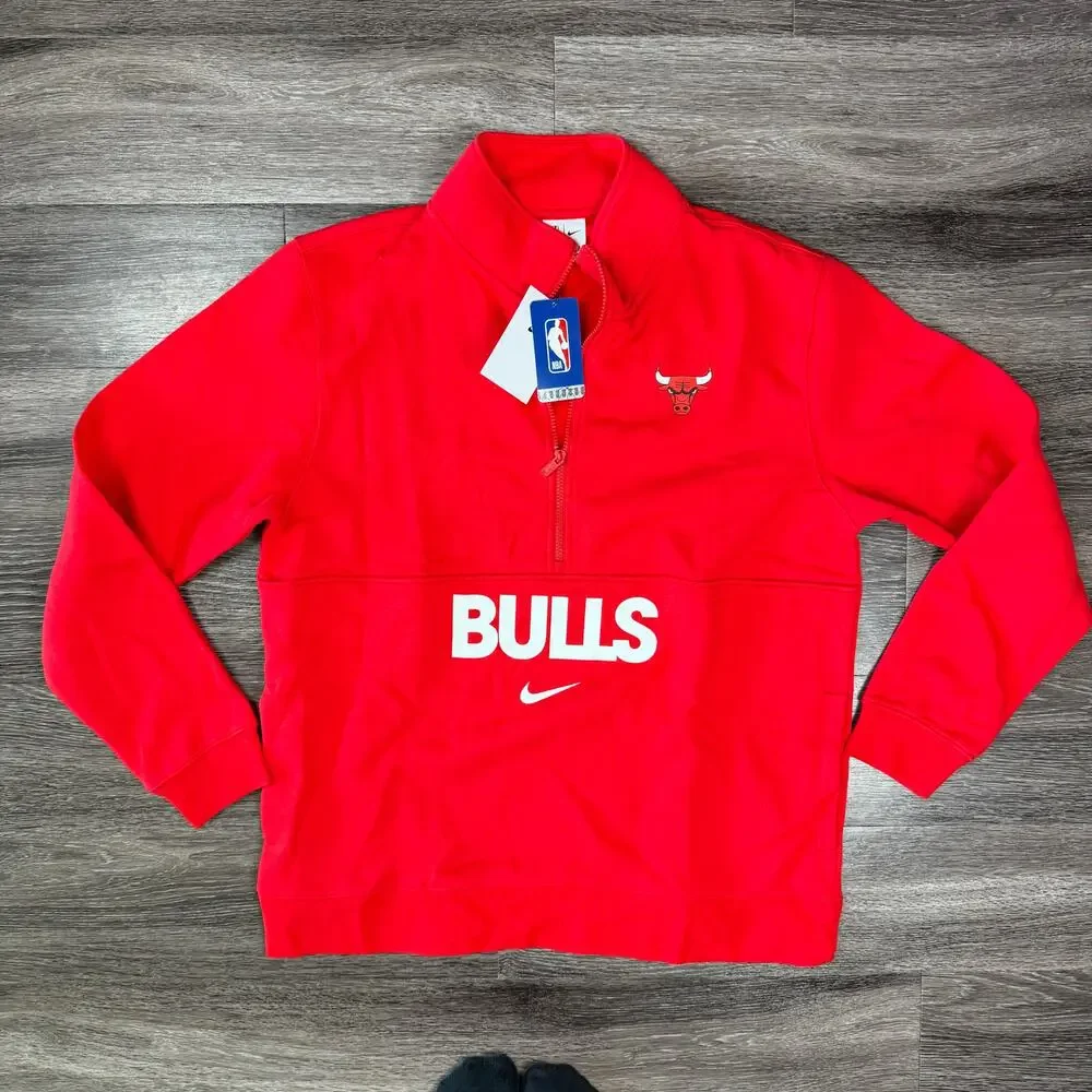 Nike NBA Chicago Bulls Club Courtside 1/2 Zip Pullover Sweatshirt XL FZ7711-657